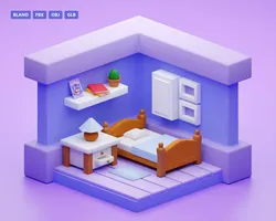 Isometric room 3D model Free low-poly 3D model