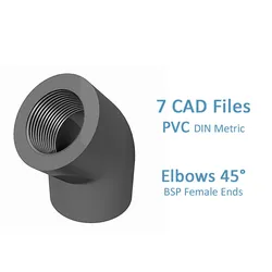 PVC Elbows 45 Degrees - BSP Female Ends Free 3D model