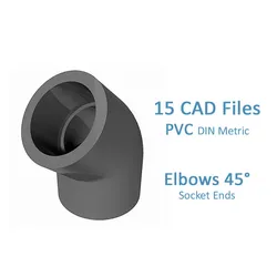PVC Elbows 45 Degrees - Socket Ends Free 3D model