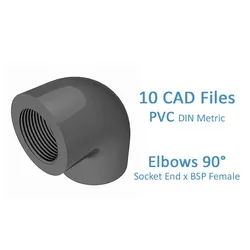 PVC Elbows 90 Degrees - Socket x BSP Female Free 3D model