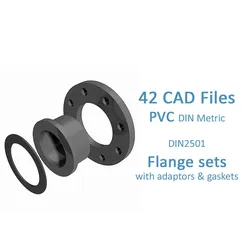 PVC Flange sets DIN2501 Loose Flanges - adaptors and gaskets Free 3D model