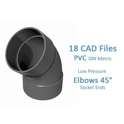 PVC Low Pressure Elbows 45 Degrees - Socket Ends Free 3D model
