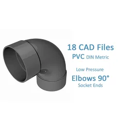 PVC Low Pressure Elbows 90 Degrees - Socket Ends Free 3D model
