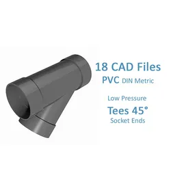 PVC Low Pressure Tees 45 Degrees - Socket Ends Free 3D model