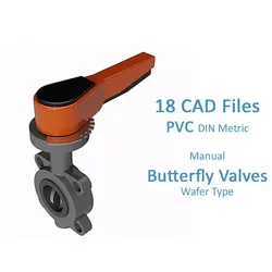 PVC Manual Butterfly Valves - Wafer Type - DIN PN16 Free 3D model