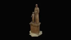 Wooded Statue - Jesus And Boy (and Sheep)