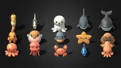 Cartoon Sea Animals Plush Pack