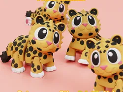 Digital Art STL تنزيل - Articulated Leopard STL & 3MF – Flexi Print in place animal - WowPrintifyHub