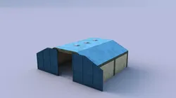 Hangar shed with roof Low-poly 3D model