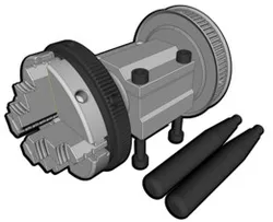 K02-63 4-Jaw Scroll Chuck and Spindle with HTD3m-72 Pulley
