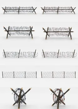 Lowpoly Barb Wire Obstacle Collection Low-poly 3D model