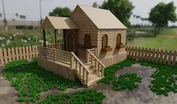 Low Poly Wooden House  Game Ready Asset Free low-poly 3D model