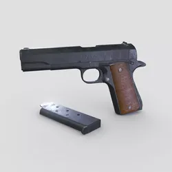 M1911 Pistol Low-poly PBR Free low-poly 3D model