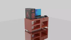 Computer With Table  3d Model Free low-poly 3D model