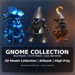Gnome Collection Bundle - Blue Mystic Sci-Fi Robot and Lava Free 3D print model
