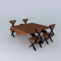 Kitchen set dining table and chairs Free 3D model