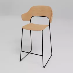 AFI - Stackable sled base low stool with full backrest - Free 3D model