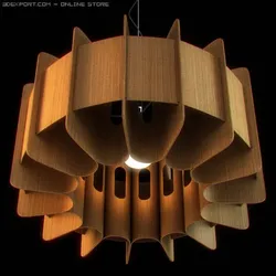 chandelier with wooden lampshade 01