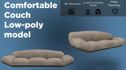 Comfortable couch low poly model Free low-poly 3D model