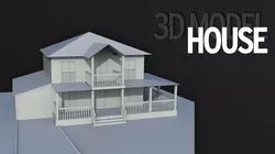 House Low-poly 3D model with porch Free 3D model