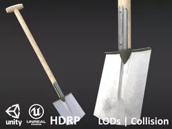 Game-ready Clean Shovel - Unity - HDRP - UE4 Free low-poly 3D model