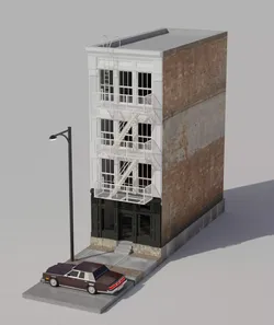 High Poly House building with car parked Free low-poly 3D model
