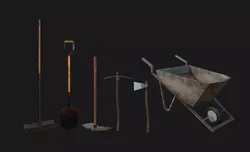 low poly Farming tool set Free low-poly 3D model