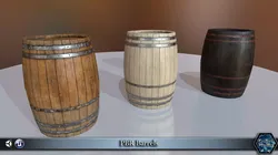 PBR Barrels set of wooden Free low-poly 3D model
