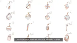101 Cocktail Diamond Pendant 3dm stl obj gltf glb 3mf renders 3D Model Pack