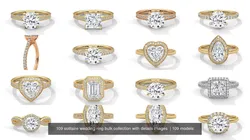 109 solitaire wedding ring bulk collection with details images 3D Model Pack