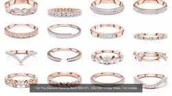 142 Tiny Diamond Stacking Band 3DM STL  OBJ FBX 3 Color Video 3D Model Pack