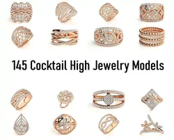 145 High Jewelry Cocktail Rings 3dm stl renders details  3D Model Pack