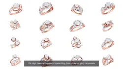156 High Jewelry Diamond Cocktail Ring 3dm stl obj mtl glb 3D Model Pack