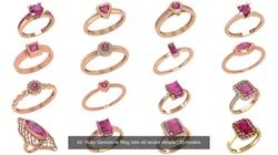 20  Ruby Gemstone Ring 3dm stl render details 3D Model Pack