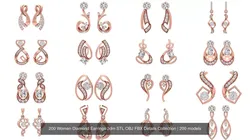 200 Women Diamond Earrings 3dm STL OBJ FBX Details Collection 3D Model Pack