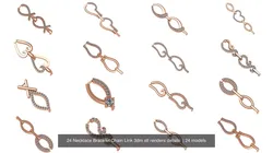 24 Necklace Bracelet Chain Link 3dm stl renders details  3D Model Pack