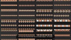 24 Three Size Gold Bracelet 3dm stl renders details  3D Model Pack