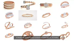 33 Beads High Jewelry Diamond Cocktail Ring renders 3dm stl  3D Model Pack
