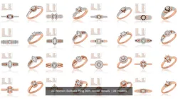 33 Women Solitaire Ring 3dm render details  3D Model Pack