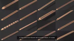 37 Plain Gold Chain Bracelet 3dm stl renders details 3D Model Pack