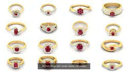 39 Ruby Rings 3dm render details 3D Model Pack