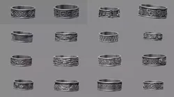 50 Unique wedding band ring collection 3D Model Pack