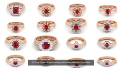 75 Ruby Diamond diamond ring 3dm renders details 3D Model Pack