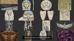 Egyptian Relief Wall Art 3D Models 3D Model Pack