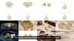 Floral Diamond Jewelry Custom Flower Designs Ready CAD Batch 1 3D Model Pack