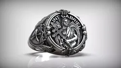 Saint Gabriel Archangel Shield Cross Symbol Christian Ring 3D print model