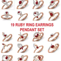 19 Ruby Women ring earrings pendant 3dm stl render detail  3D Model Pack