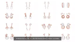 34 Women Earrings 3dm STL OBJ FBX Renders Details Collection 3D Model Pack
