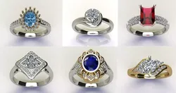 6 Design Women Rings with 3DM Details Bulk  3D print model