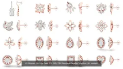 61 Women Earrings 3dm STL OBJ FBX Renders Details Collection 3D Model Pack